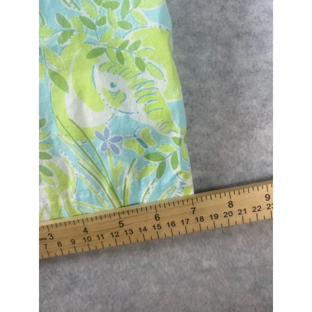 Lilly Pulitzer Womens Cropped‎ Pants Elephant Lion Floral Print Blue Green 29W